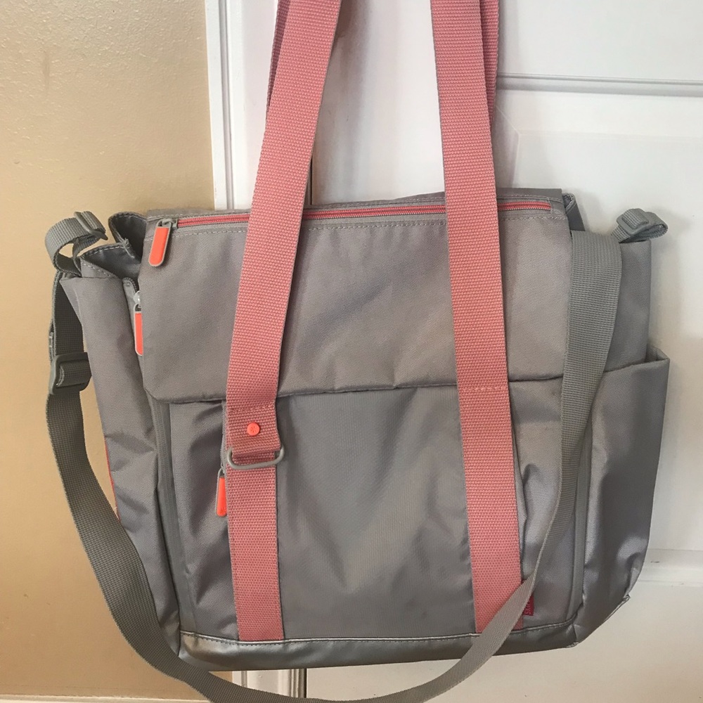 SKIP HOP diaper bag. Gray and coral